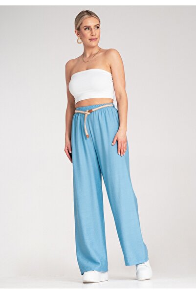 Figl Women's blue summer flowy pants M1149 size L/XL
