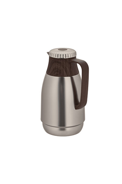 ALSAIF Aram Coffee and Tea Thermos, 2 pieces from Al Saif / Elegant design to suit all tastes, 0.5 liter, matte nickel, wood finish