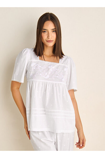 FAV Embroidered Square Neck Top and Pyjama Set