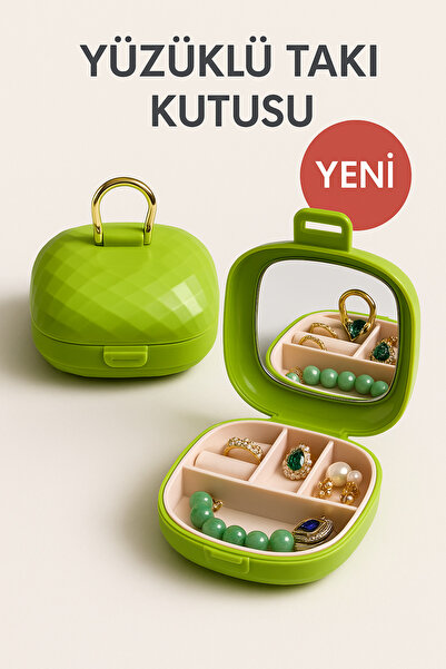 Open Home Concept Portable Ring Jewelry Box – Mini Jewelry Organizer with Mir...