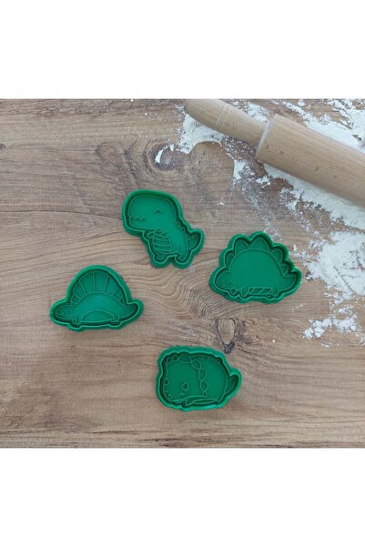 Rafine Studio 3D Dinosaur Themed 4-Piece Cookie Cutter Set - Polymer Clay, Play Dough Stamp and Cutter Shaper