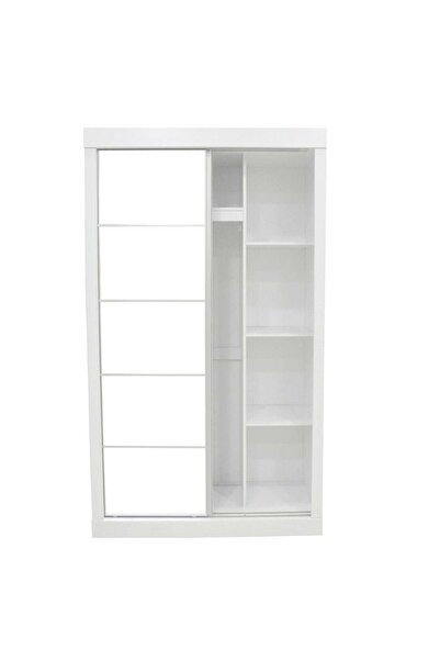 Danube Home Supreme New 2-Door Compact Sliding Door Wardrobe with Mirrors - White, Engineered Wood, 4 Shelves