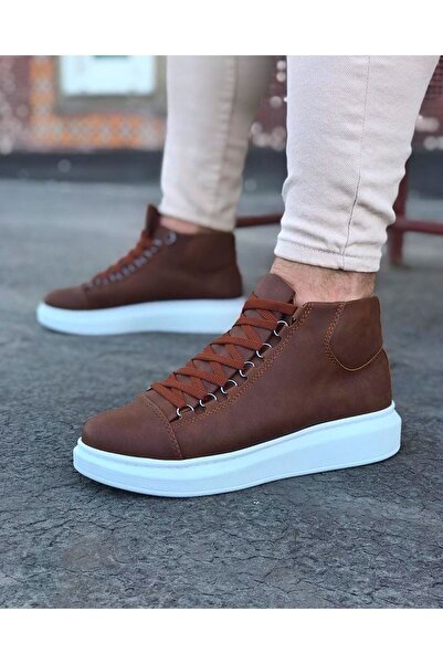 Wagoon WG032 Tan Lace-Up Sneakers Half Ankle Boots