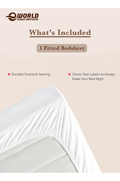 Eworld Queen Size Microfiber Fitted Bedsheet with Deep Pocket, Soft & Washable