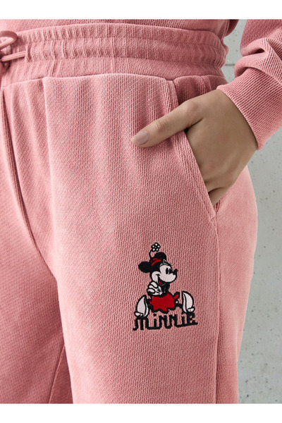 SP Characters بنطال أرجل واسعة من مزيج البوليستر متوسط الارتفاع مع تطريز ميني ماوس