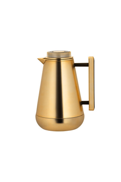 ALSAIF Lilia Coffee and Tea Thermos, 2-piece set from Al Saif / Elegant design to suit all tastes, 1 liter, matte gold, wooden finish