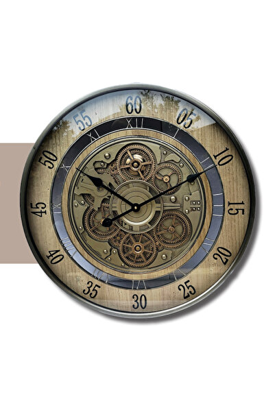 AROW Duvar Saati Dekoratif Krom Ahşap TR-1033