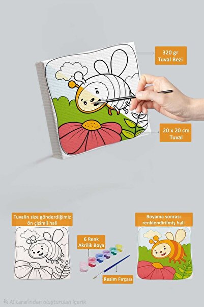 Duffa Sevimli Çocuk Tuval Boyama Seti Hobi Aktivite Seti Eğitici Boyama Set A...
