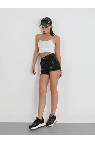 viking's line SİYAH YIRTIK KOT ŞORT DENİM YENİ SEZON 2026