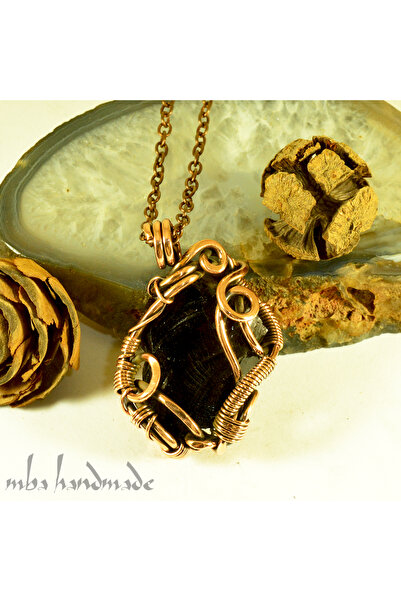 mba handmade jewelry Obsidian Crystal Handmade Authentic Pendant - Single Item - Pure Copper