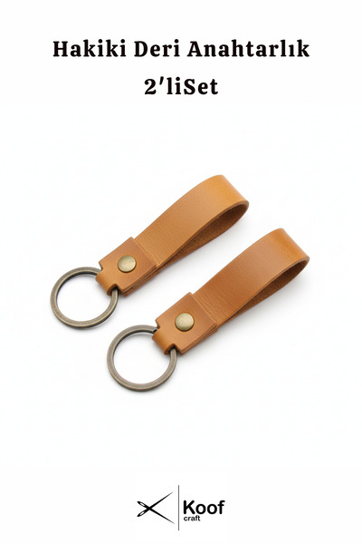 Koof Craft مجموعة من سلسلتي مفاتيح من الجلد الطبيعي - تصميم أنيق ومتين مصنوع ...
