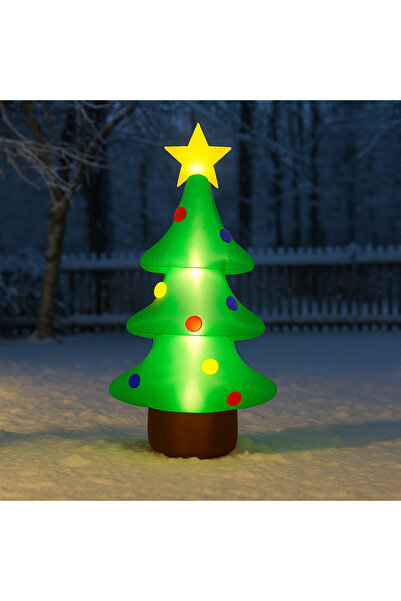 SERSIMO Brad de Crăciun gonflabil pentru exterior, iluminare LED, compresor integrat, 125 cm, verde