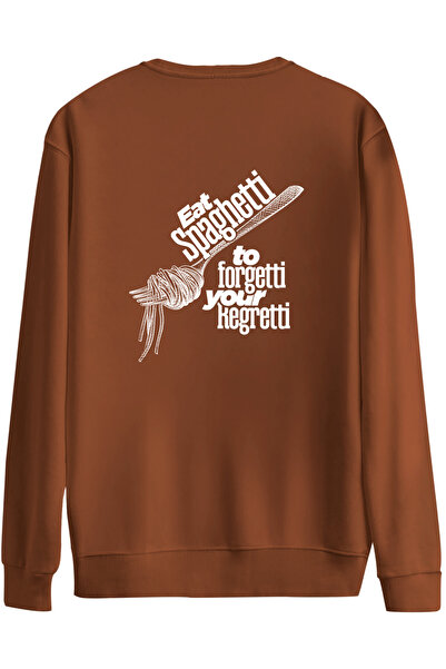 BetterThanCo Spaghetti Printed Crew Neck Oversized Sweatshirt