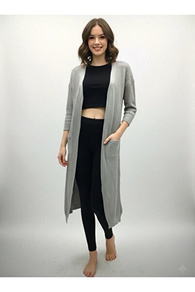 rushana Women's 125cm Long Pocketed Loose Knit Cardigan