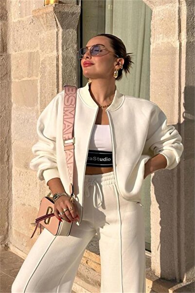 Neşeli Butik Women Three Thread Fleece-Lined Oversized Sweatshirt Tracksuit Set Mln003