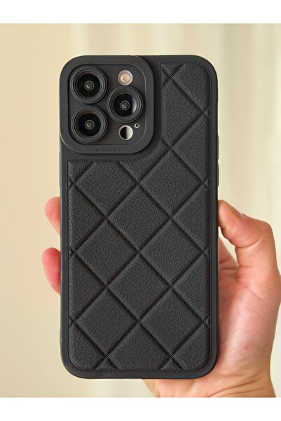 FİŞNEİLETİŞİM حافظة آيفون 14 برو ماكس متوافقة مع تصميم البقلاوة باللون الأسود