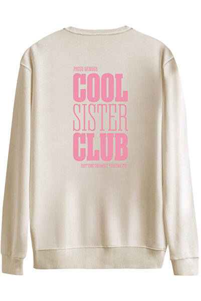 BetterThanCo Cool Sister Club Printed Crew Neck Oversized Sweatshirt