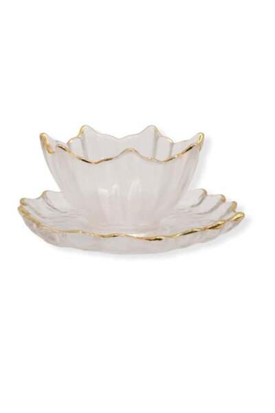 Meven Set Beauty كوب مع صحن، خط ذهبي - الوسام AL-5721-2