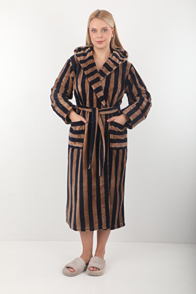 Wild Love Γυναικείο 100% μπαμπού ριγέ με κουκούλα μακρύ φόρεμα / μπουρνούζι