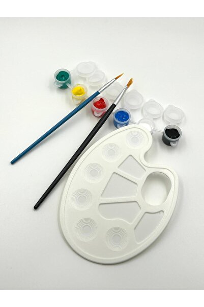 WELLCUT 6’lı Boya Kabı Seti + Palet + İnce ve Kalın Uçlu Fırça – Boyama Akses...