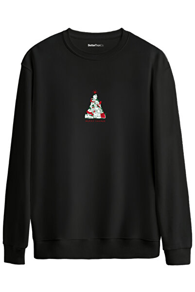 BetterThanCo Catmas cu imprimeu guler rotund supradimensionat Swea tricou