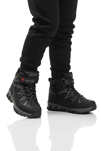 AYAKMOD Black Fleece Non-Slip Children's Outdoor Boots 2301 F