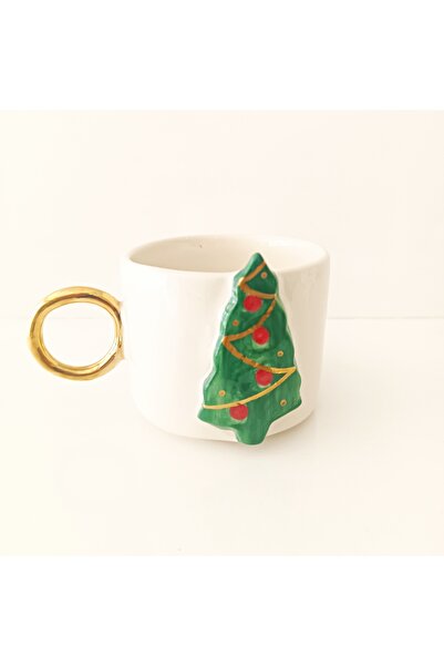 ADAMODART Pine Tree 24K Gold Detailed Ceramic Mug