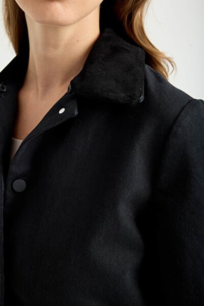 Masha Kate Velvet Collar Canvas Jacket