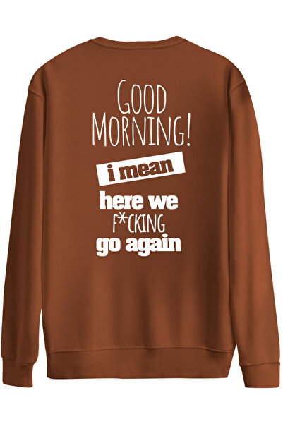 BetterThanCo Good Morning Printed Crew Neck Oversized Sweatshirt