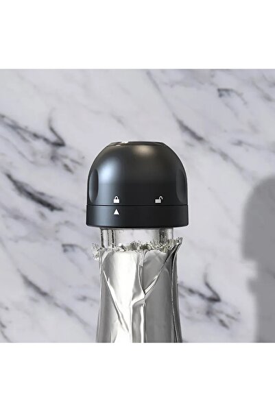 zola Wine bottle stopper, plastic, ON/OFF button, diameter 3.7 cm, black