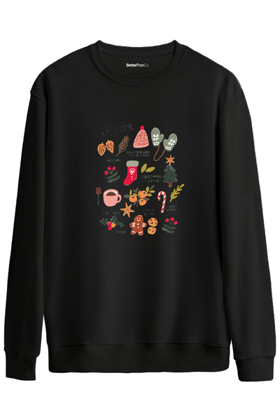 BetterThanCo Iarna cu imprimeu guler rotund supradimensionat Swea tricou