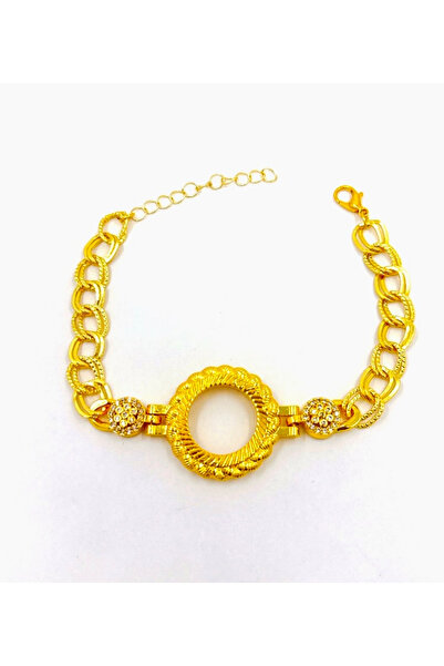Parılda Premium Altın Kaplama Asalet Çemberi - Halat Örgü Çeyrekli Bileklik