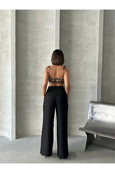 ZENGEZUR MALL Mtxdpn Pleated Linen Trousers S255046 Black (164251) (Size: S)