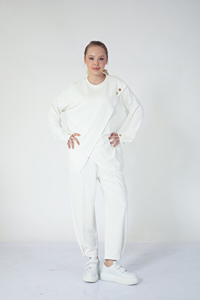 My City 5352 - Stylish Comfortable Single Jersey Knit Button Detail Loose Women's Set