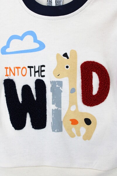 EYMİRGİYİM Embroidered Giraffe B Printed Combed Cotton 100% Cotton Baby Boy Children's 2-Piece Set 9