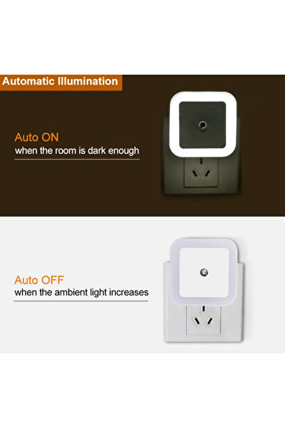 BLUE CORAL Sensor Night Light Plug-In Square Night Lamp Smart Dusk to Dawn Sensor Lamps Nightlight E