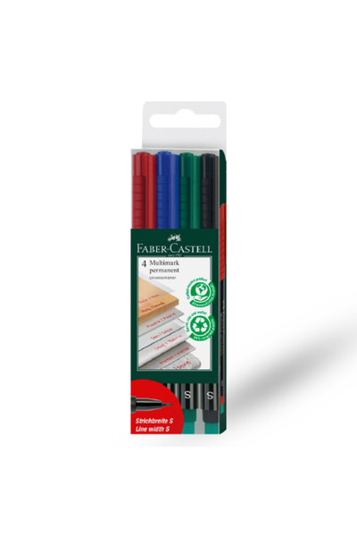 Faber Castell أقلام تحديد دائمة من مالتي مارك إس - مجموعة من 4 ألوان