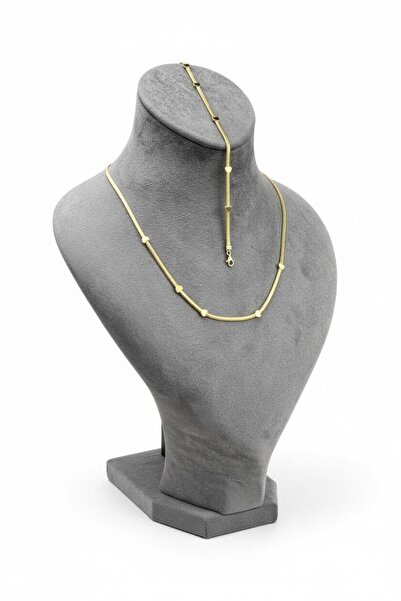 Çgk Çiğdem Gürel Kuyumculuk Kadın Kalp Motif Parçalı Balıksırtı Altın Set Tak...