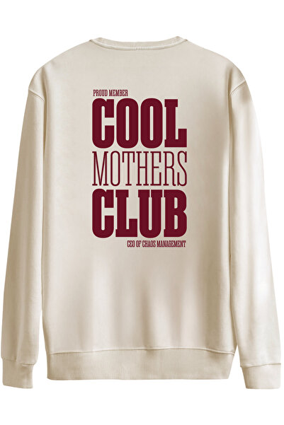 BetterThanCo Cool Mothers Club Printed Crew Neck Oversized Sweatshirt