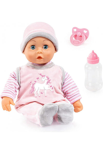 Bayer Papusa bebelus interactiv cu corp moale First Words 38 cm,suzeta si bib...