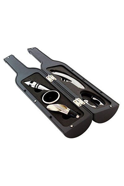 zola Set of 6 wine accessories, glass-shaped, black, 32.5x7x1.7 cm