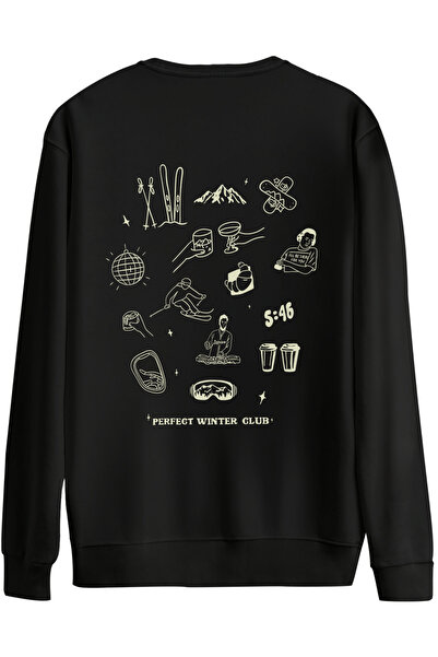 BetterThanCo Winter Club Printed Crew Neck Oversized Sweatshirt