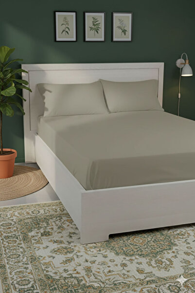 FAVORA 100% Cotton Ranforce Premium Double Bed Sheet Set - Mink