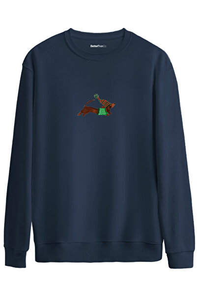 BetterThanCo Câine de cârnați Moș Crăciun cu imprimeu guler rotund supradimen...