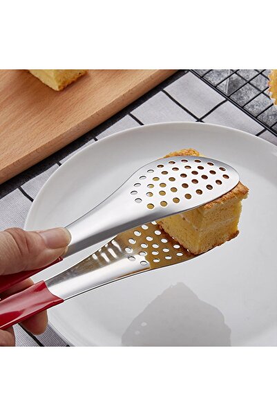 safestore Stainless Steel Silicone Handle Kitchen Tongs Food Tongs Barbecue Grill Meat Fish Tongs 1Pc