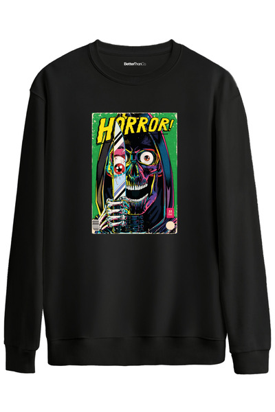 BetterThanCo Horror cu imprimeu guler rotund supradimensionat Swea tricou