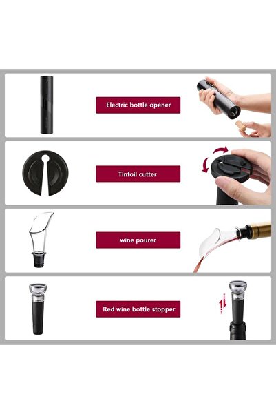 zola Electric corkscrew set with bottle holder, multifunctional cork, cutting knife, 2x wine stopper