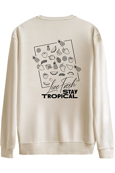 BetterThanCo Tropical Printed Crew Neck Oversized Sweatshirt