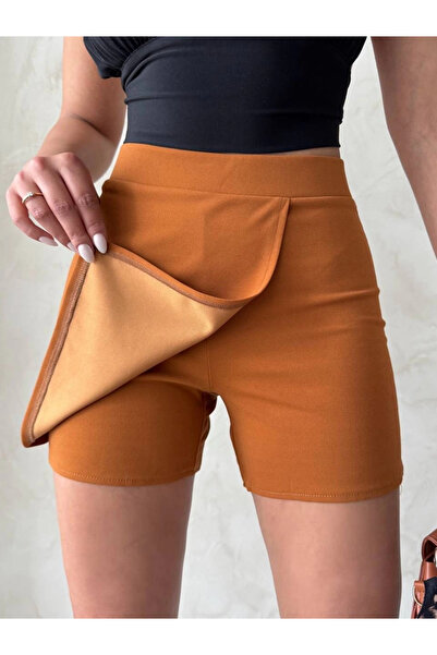ZENGEZUR MALL Mtxdpn Shorts Skirt with Flap Camel S208 (164221) (Size: S)