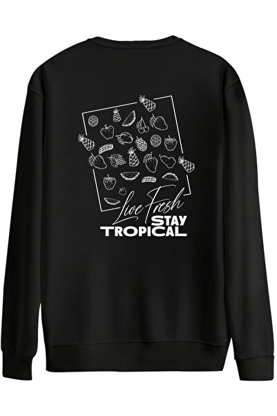 BetterThanCo Tropical Printed Crew Neck Oversized Sweatshirt